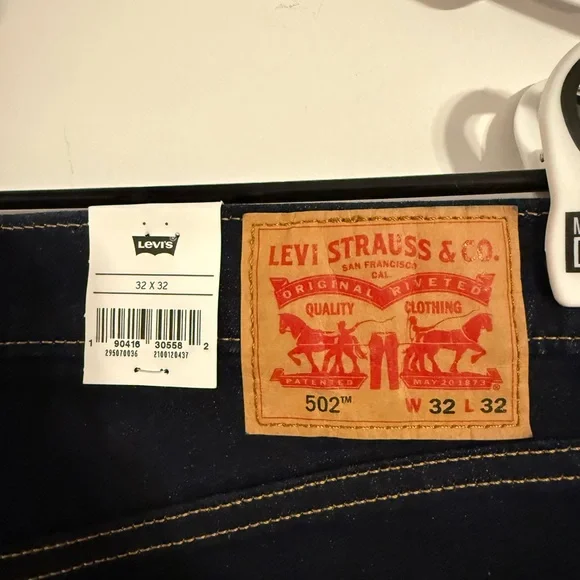 Levi's Men's 502 Taper Stretch Jeans Deep Indigo 32 New - Picture 3 of 7